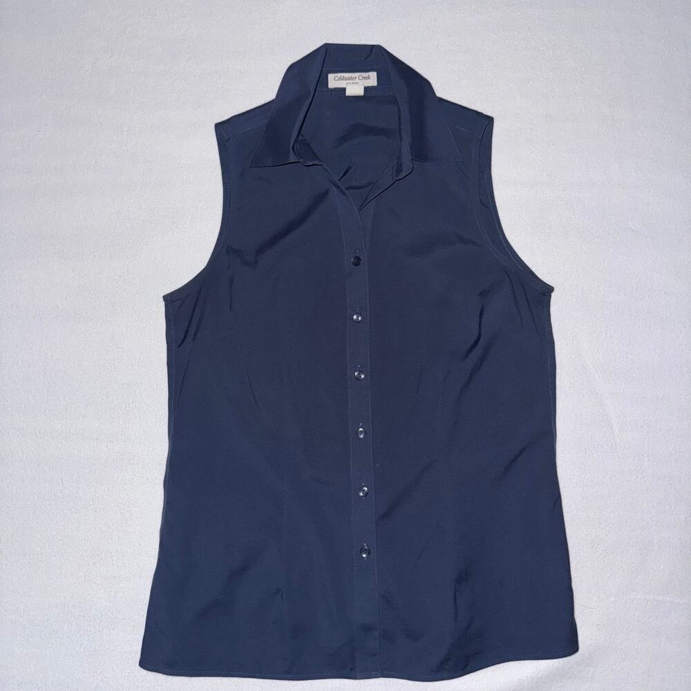 Navy Sleeveless Coldwater Creek Blouse